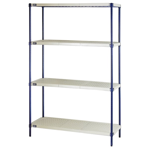 Quantum Storage Systems Storage Shelving, Ventilated Style, 18 D, 48 W, 72 H, 4 Shelves, Blue/Ivory RPWR72-1848E - main